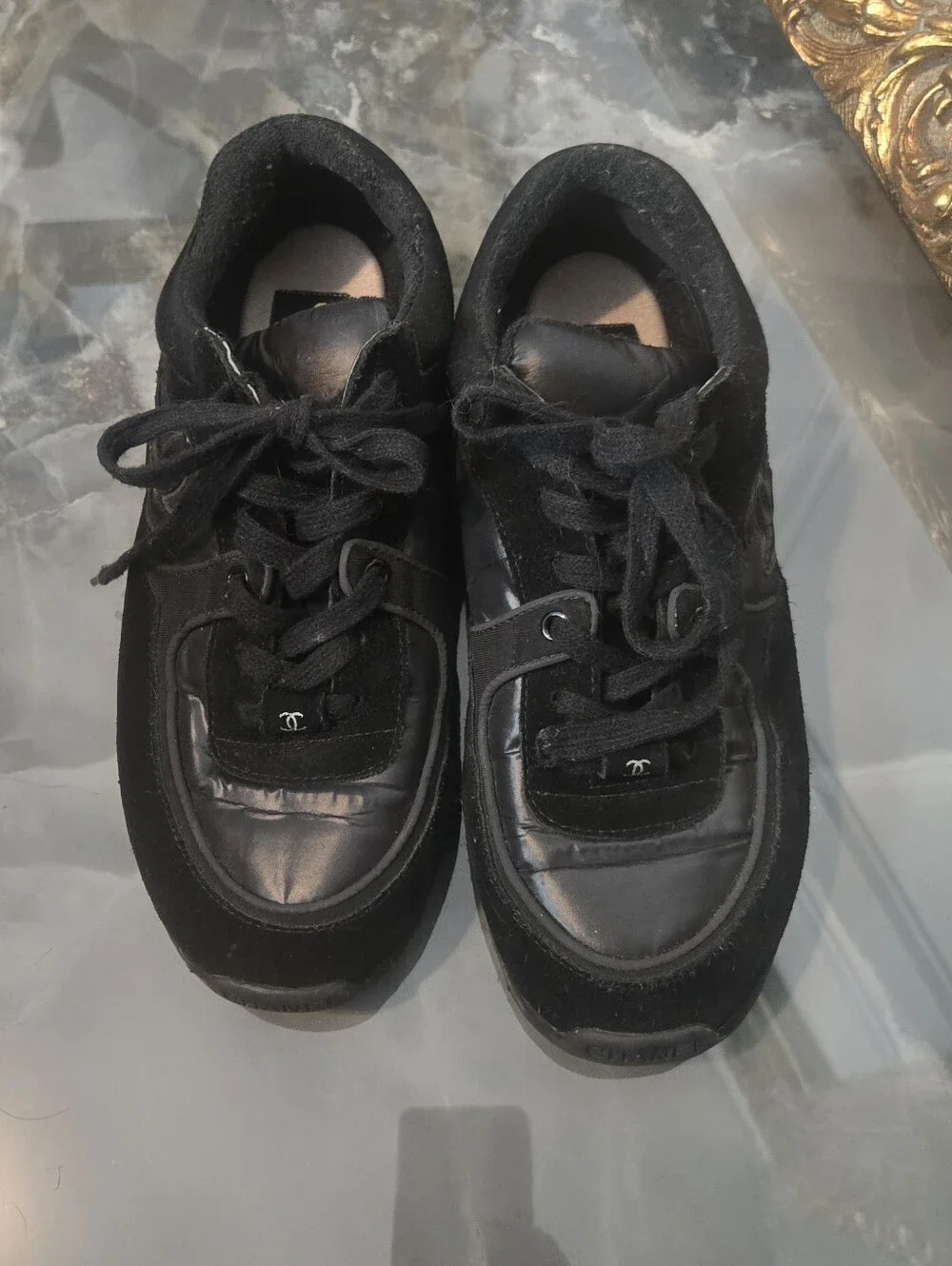 CHANEL suede sneakers